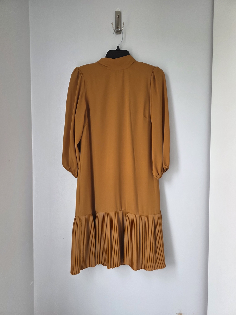 Nanette Lepore Mustard Long Sleeve Pleated Hem Dress